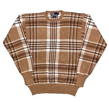 Vintage 90s Polo Ralph Lauren Alpaca Wool Brown Plaid Sweater Mens Size Medium