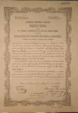 Sociedad Especial Minera Descuido, Namens-Aktie 1880, sehr selten