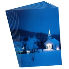 LOT OF 8 Vintage IMAGE ARTS RELIGIOUS CHRISTMAS Cards, Winter Snow Church Night