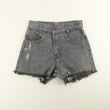 Vintage Levis Shorts Girls 12 Gray Jean Denim Slim Glittery Distressed Kids 80s
