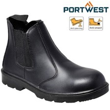 Mens PORTWEST DEALER BOOTS WORK SAFETY STEEL TOE SHOE LEATHER CHELSEA SLIP-ON Sz