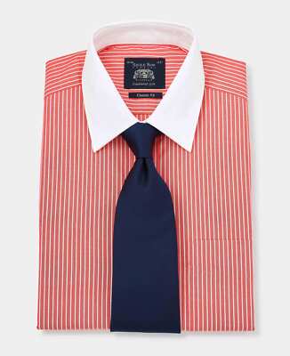 Savile Row Company Herren klassische Passform rot & weiß gestreift Winchester formelle Hemden