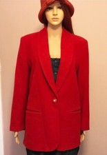 Vintage 90 s Casablanca 100 Wool Red Blazer Jacket Sz 10