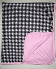 Baby Ganz Houndstooth Baby Blanket Pink Black White