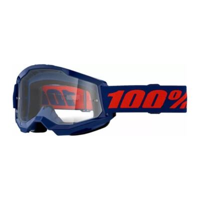 100% MX Brillen Strata 2 Navy Klar MTB Motocross Quad ATV One Size