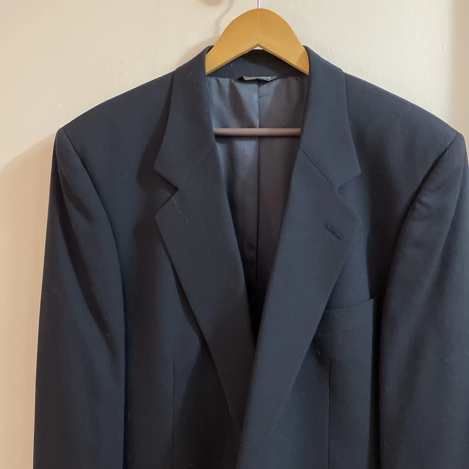 Geoffrey Beene 100% Wool Blazer Sport Coat Men's 44L Navy Union Made Luxury NWT - Imagem 2 de 4