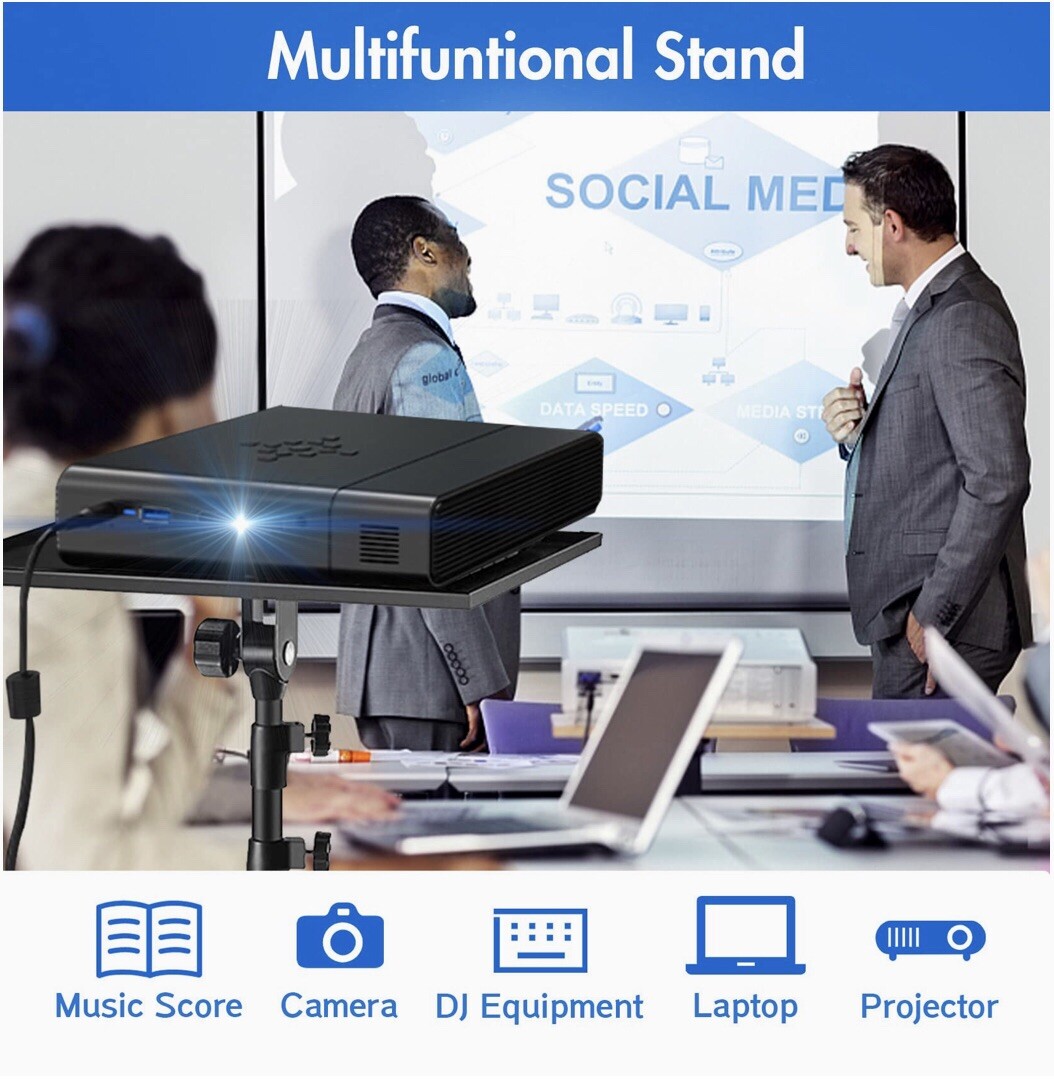 Portable Tripod Stand With Tray For Projector/Laptop/Camera, Adjustable 17&rdquo;-55&rdquo;