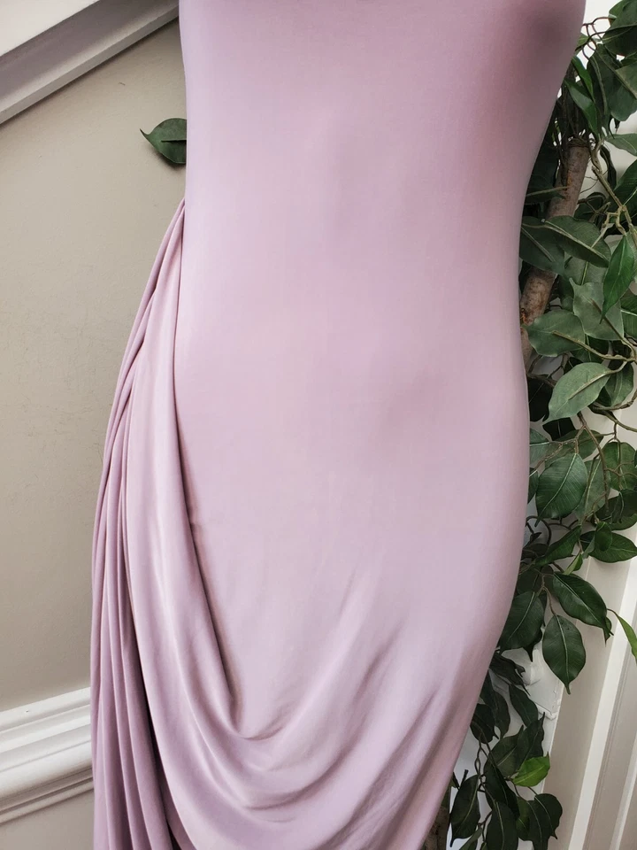 Missguided 女式粉色纯色涤纶低圆领无袖及膝连衣裙 4 — 第 4/4 张图片