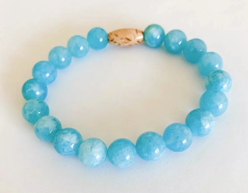 Pulseira de contas de quartzo água-marinha - Imagem 2 de 2