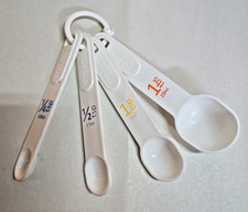 Set of (4) "Good Cook" White Measuring Spoons; Plastic