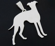 Stainless Steel Natural Ear English Greyhound couch potato Dog Pendant Necklace