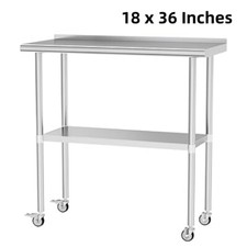 18" x 36" Stainless Steel NSF Commercial Kitchen Prep Work Table w/ Backsplash