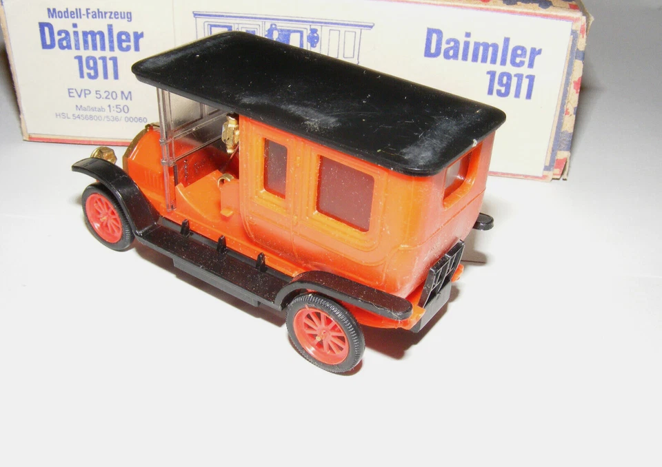DDR VEB Plastspielwaren Berlin 1:50 Oldtimer Daimler Benz 1911 Modellauto OVP - Bild 2 von 4