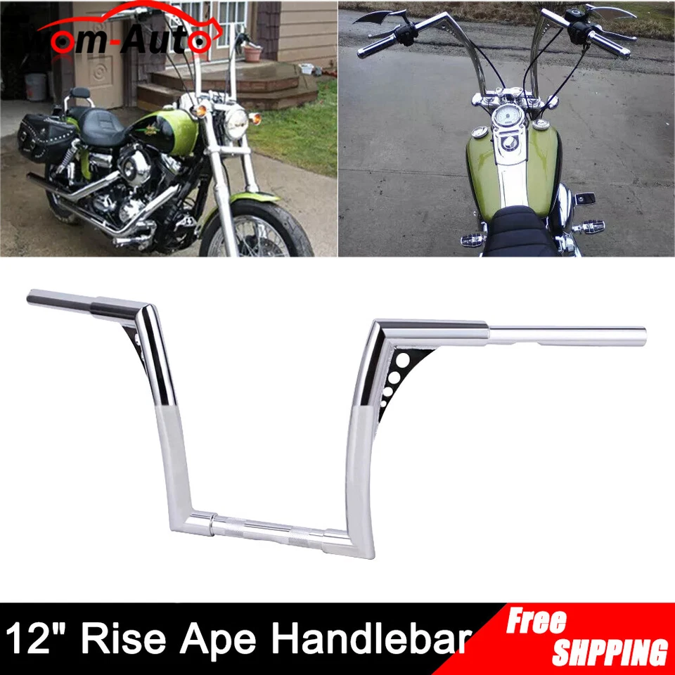 Manillar DNA 12" RISE Ape Hanger Fat Bar 1.25" para Harley Sportster XL 833 1200 Foto 4 de 4