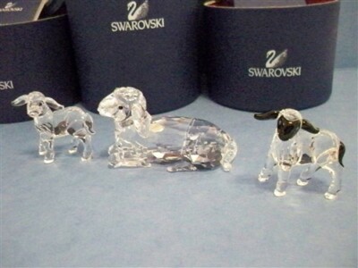 SWAROVSKI MOTHER LYING SHEEP - LITTLE LAMB - BLACKHEAD LAMB 3 PC