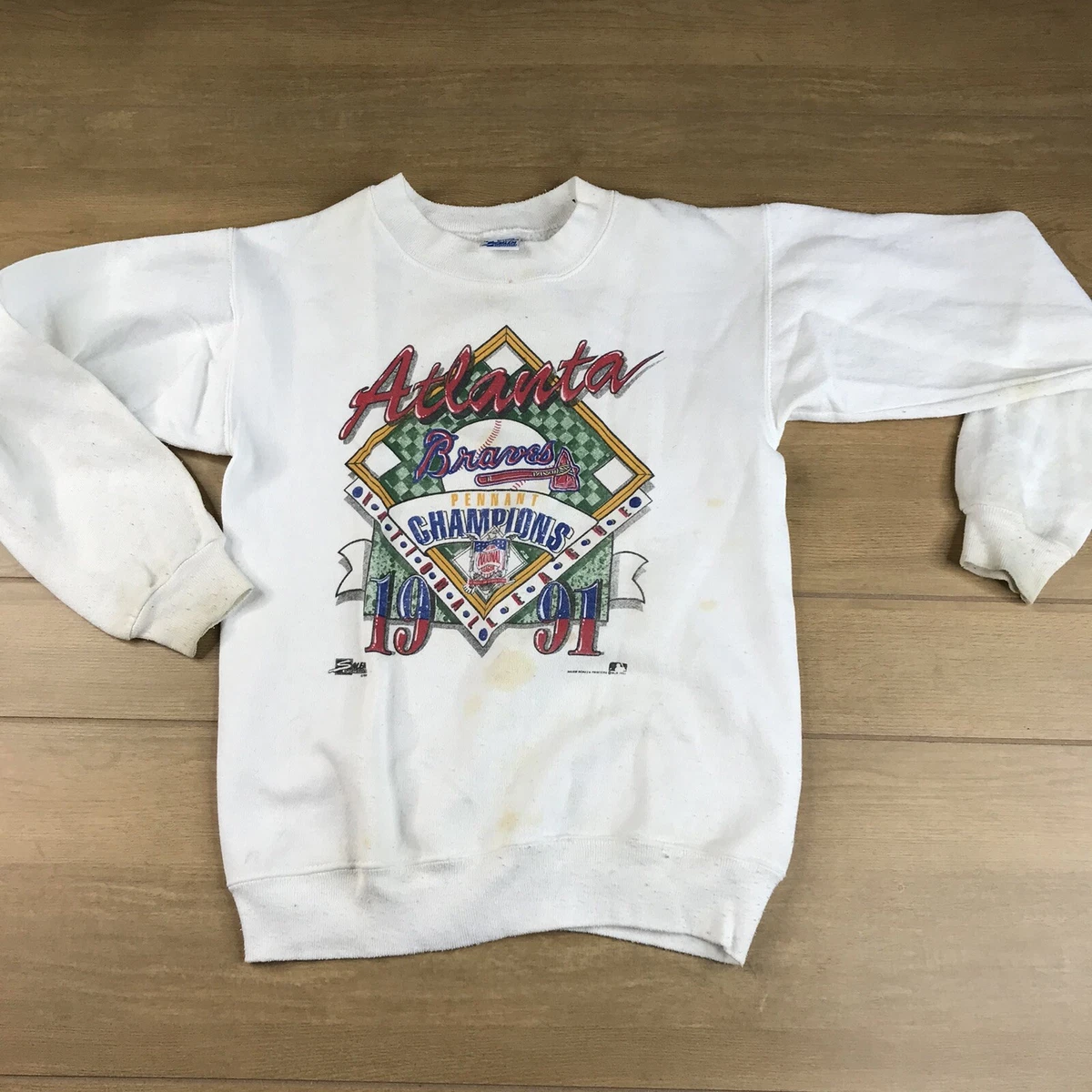 VINTAGE ATLANTA BRAVES SWEATSHIRT MEDIUM M YOUTH CREWNECK PULLOVER