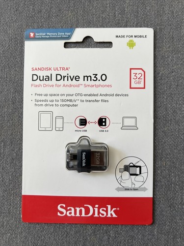 1- SanDisk 32GB Ultra Dual USB 3.0 Flash Drive for Android Smartphones NEW