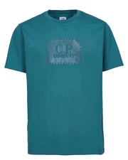C. P. COMPANY Tee T-Shirt Crew Neck Short Sleeve Dark Turquoise 100% Cotton Sz S