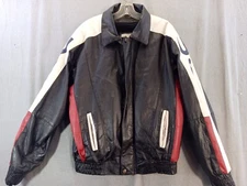 Urban leather jacket Men XL black Red White Blue american flag USA lined Biker