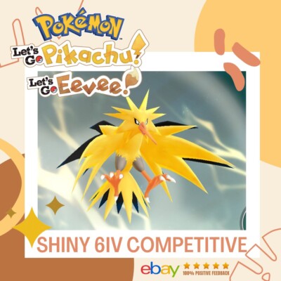 Zapdos Shiny   Pokemon Let s Go Pikachu Eevee Battle Ready 6 IV Competitive EV