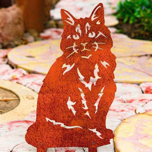 Cat Silhouette Home Decoration Statue Metal Art Garden Ornament Gifts Her Woman - Foto 34 di 48