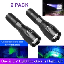 2x UV LED Flashlight Ultra Violet Blacklight Hunting Light Torch Blood Tracking