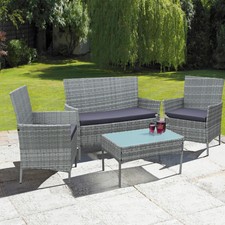 4 Piece Rattan Outdoor Furniture Sofa Set Garden Conservatory in Black or Grey