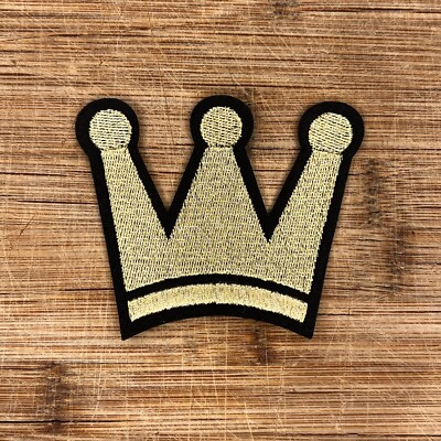Gold Crown Imperial King Queen Iron On Patch 3.5 inches