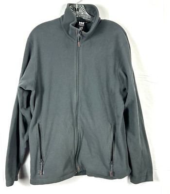 Helly Hansen Mens Size Large  Fleece Jacket Gray Pockets Full Zip Workwear Base