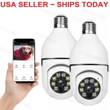 Light Bulb Security Camera WiFi Outdoor,1080P Smart 360 Degree Screw in Light US