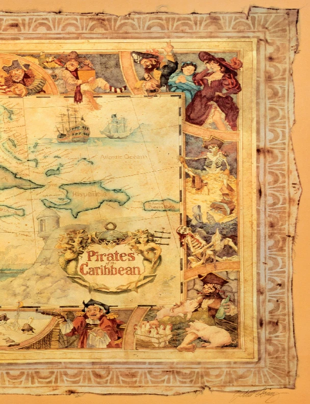 Piratas del Caribe EuroDisney Mapa Disneyland Ilustrado Disney Impresión Foto 3 de 3