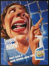 Tilex Mildew Remover Woman Grimace Caricature Vintage Print Ad 1995