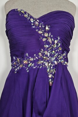 maxi backless evening dress Simple Purple Backless Chiffon Long Prom Dress with High Slit, Purple  Backless Formal Graduation Evening Dress main image 1