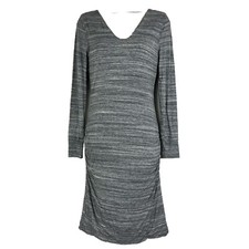 Banana Republic Dress Women's Small Long Sleeve Knee Length Bodycon Ruched Gray