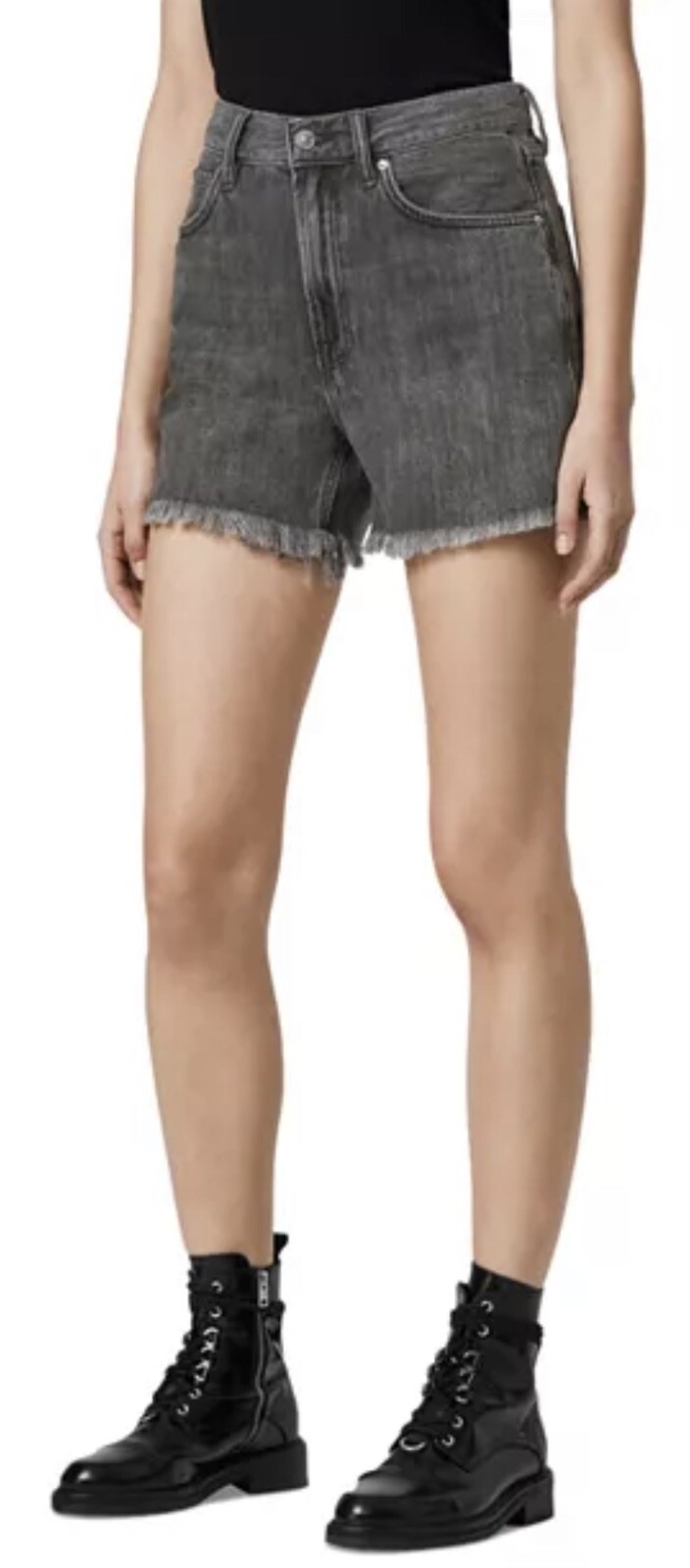 All Saints Denim Shorts Yanni Cut Off Denim W 26 Grey… Gem