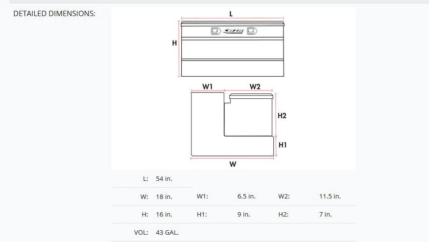 DeeZee DZ92740B Combo Transfer Tank Black Tread Chest 43 Gallon Low Profile - Изображение 2 из 4