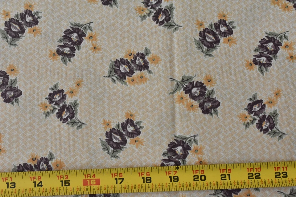 By 1/2 Yd, Floral on Tan Quilt Cotton, Country Threads/Country Essentials, M4962 - Image 2 of 4