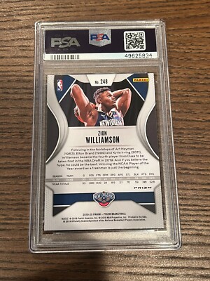 PSA 10 2019-20 Panini Prizm ZION WILLIAMSON RC Silver Refractor