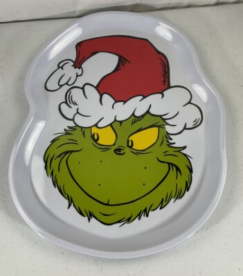 Dr. Seuss How The Grinch Stole Christmas Grinch Face Melamine Serving Tray/dish