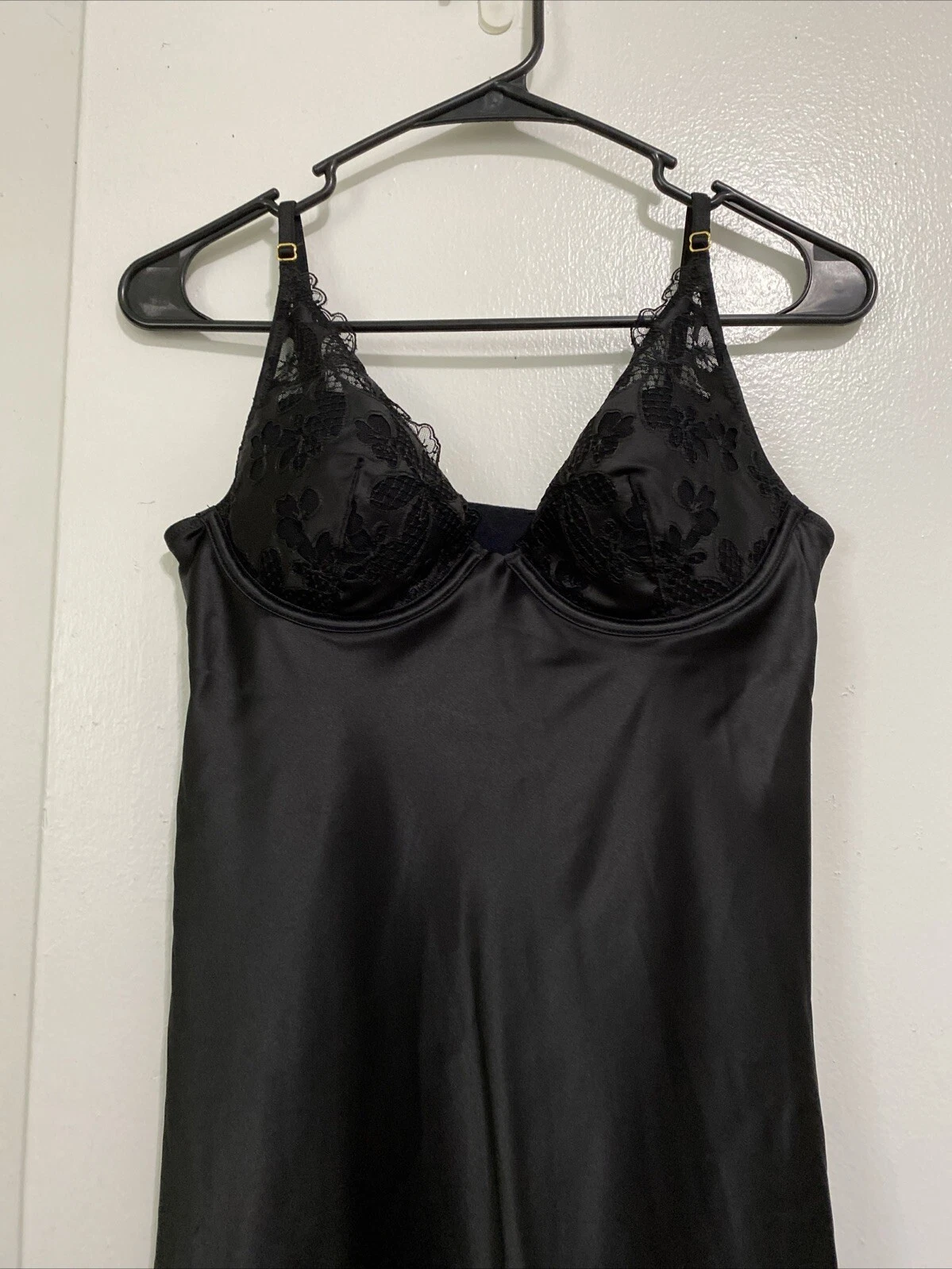 UNDERCOVER Victoria's Secret abito nero slip taglia M camicia da notte pizzo reggiseno donna