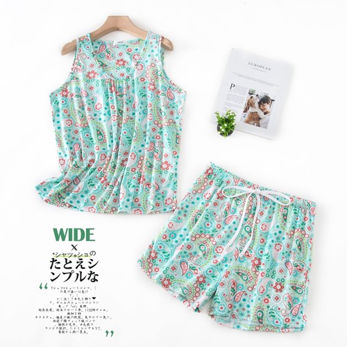 Knitted Cotton Pyjamas Ladies Sleeveless Vest Shorts Pyjama Set PJs Nightwear - Picture 8 of 28