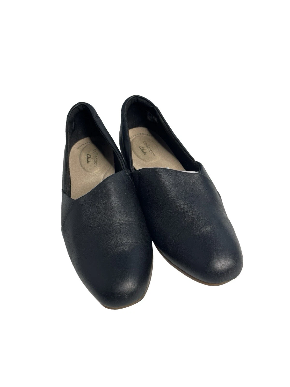 Clarks Juliet Palm slip nero morbido comfort tacco legno taglia donna 8 ballerine