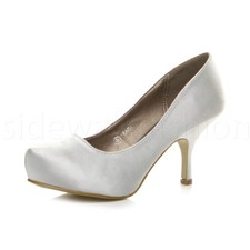 Womens ladies low mid heel concealed platform work party court shoes pumps size