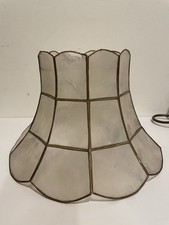 Vintage Capiz Mother of Pearl Shell Lampshade Scalloped Rim Gold Welded Metal