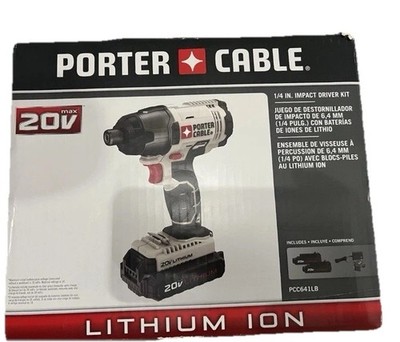 Porter Cable 20V Max Lithium-Ion Brushless 1/4  Impact Driver Kit NIB  PCC641LB