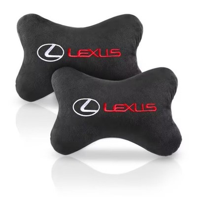 2PCS Car Seat Headrest Neck Pillows Cushion Pad For Lexus Black Full Cotton