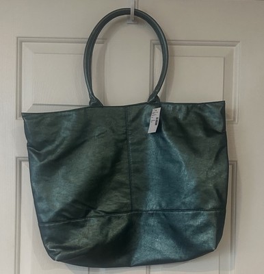 Saks Fifth Avenue Large Jade Green Tote Bag With Small Pocket New With Tag