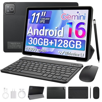 Tablet 11 Inch Android 16 30GB RAM+128GB ROM (TF 1TB) with Octa-Core 7800mAh