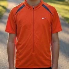 Nike Kids Cycling Jersey Orange Grey Half Zip Short Sleeve Nike Fit DRY XL 16-18