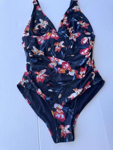 Tommy Hilfiger Badeanzug geblümt Einteiler Größe 8 marine V-Ausschnitt - Bild 7 von 11